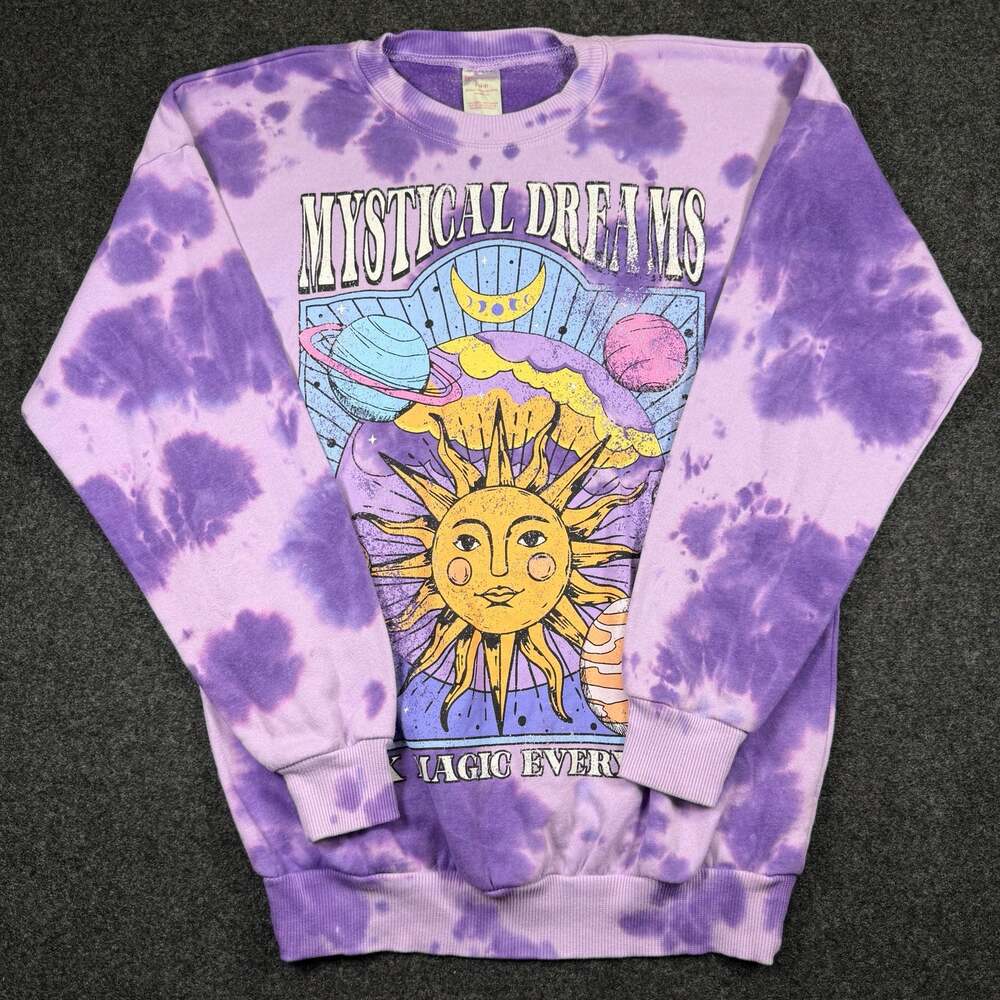 No Boundaries Juniors Mystical Dreams Graphic Tie-Dye Crewneck Sweatshirt